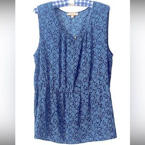 Banana Republic Sleeveless Blue Print Top